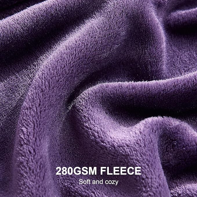 Hansleep Fleece Purple Full Blanket, Super Soft Flannel Fuzzy Plush Cozy Blanket for All Seasons, Purple, Full 84x90 Inches