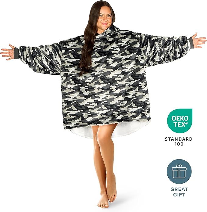 Bare Home Wearable Blanket Hoodie - Soft Plush Sherpa - Warm and Cozy - Oversized Wearable Blanket - Adult & Kid Sizes
