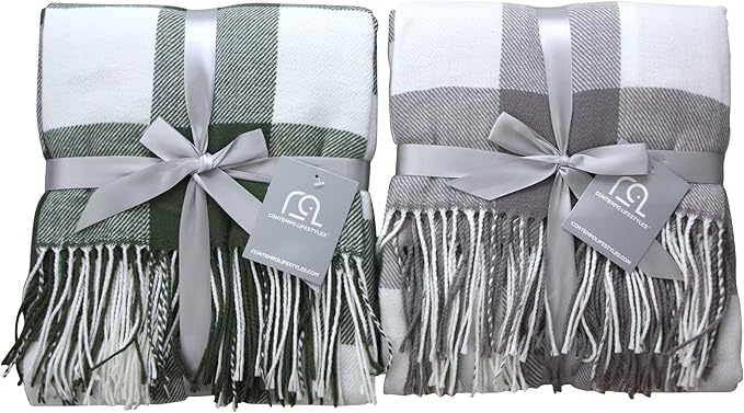 Blankets - Buffalo Plaid Throw Blanket - Decorative Classic Blanket - Comfortable and Ultra-Soft - Lightweight & Indoor Outdoor Blanket - Ideal for Living Room, Couch, Travelling Good for All Seasons