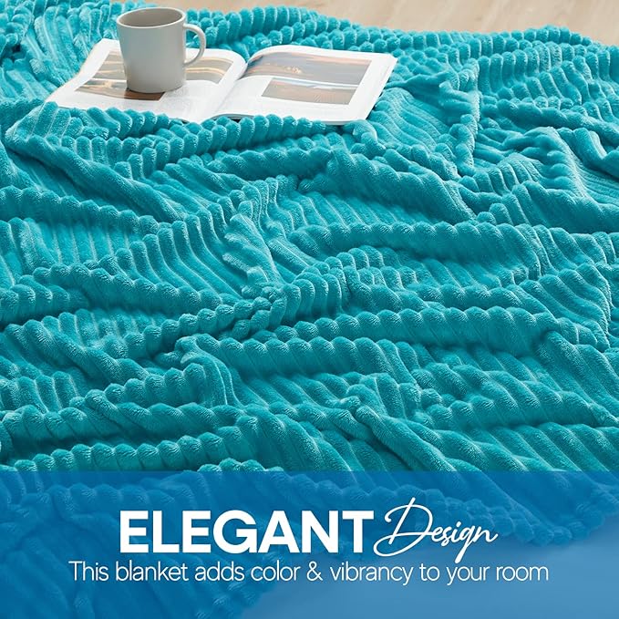 Nestl Blanket Twin Size for Bed - Cozy Warm Fuzzy Blankets for Women, Plush Small Fleece Throws for Girls - Teal Blue, 66 x 90 Inches