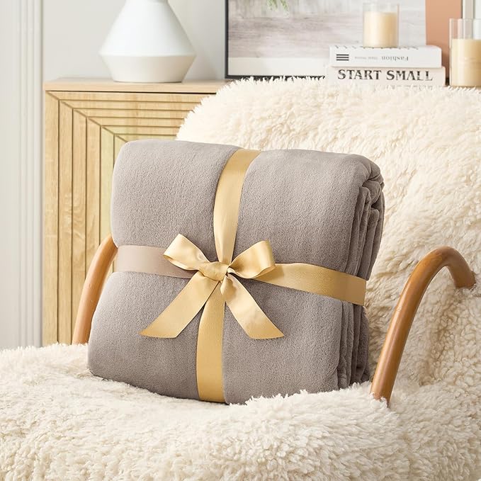 Hansleep Fleece Mocha Brown King Blanket, Super Soft Flannel Fuzzy Plush Cozy Blanket for All Seasons, Mocha Brown, King 90x108 Inches