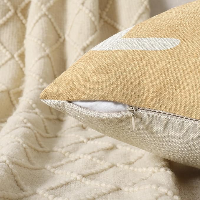 YCOLL Farmhouse Pillow Covers 20x20 Set of 4 Throw Pillow Covers Rustic Linen Decorative Pillows Square Cushion Covers for Couch Sofa Bedroom Home Decor