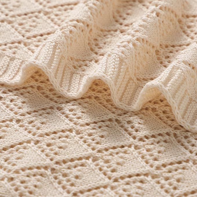 Neiwech Cotton Cellular Baby Blanket Knitted Swaddle Crib Nursery Receiving Blankets for Newborn Boy Girl 40 x 30 Inch Camel
