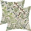 AEIOAE Spring Pillow Covers 18x18 Inch Set of 2,Vintage Sage Green Wild Flower Plant Throw Pillows Case,Seasonal Floral Outdoor Decorative Linen Farmhouse Decor Cushion Covers for Sofa Bed Couch