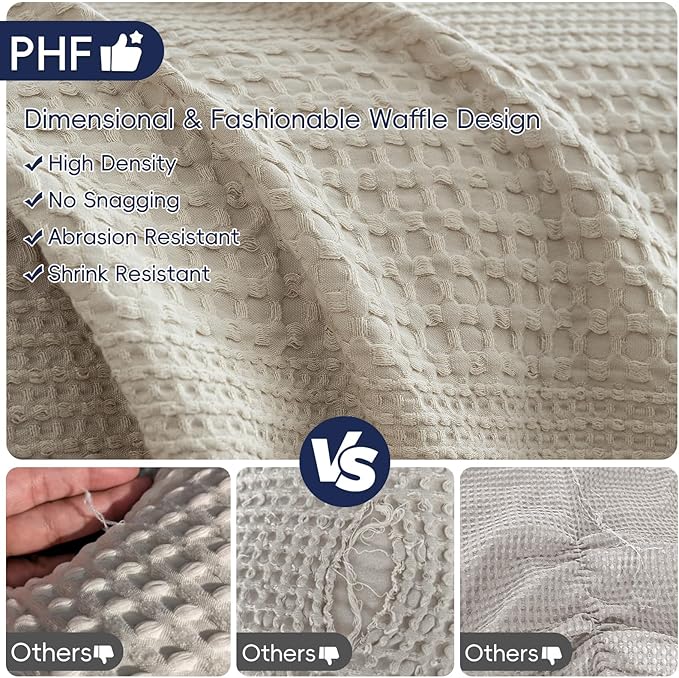 PHF Lightweight Waffle Weave Blanket King Size, Breathable & Ultra Soft, 104"x 90" Soft & Cozy Thin Blanket for All Season & Hot Sleepers, Bed, Home Decor - Light Taupe