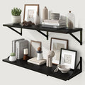 Marsmiles Black Floating Shelves for Wall - 36 Inch Wide x 12 Inch Deep Wall Shelves Set of 2 - Wood Floating Shelves for Living Room Bedroom Bathroom