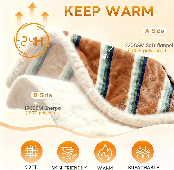 Fleece Bed Blanket, Queen Size 90 Inch × 90 Inch, Soft Plush Fluffy, Reversible Flannel Blanket for Sofa, Couch, Bed, All Seasons, for Women