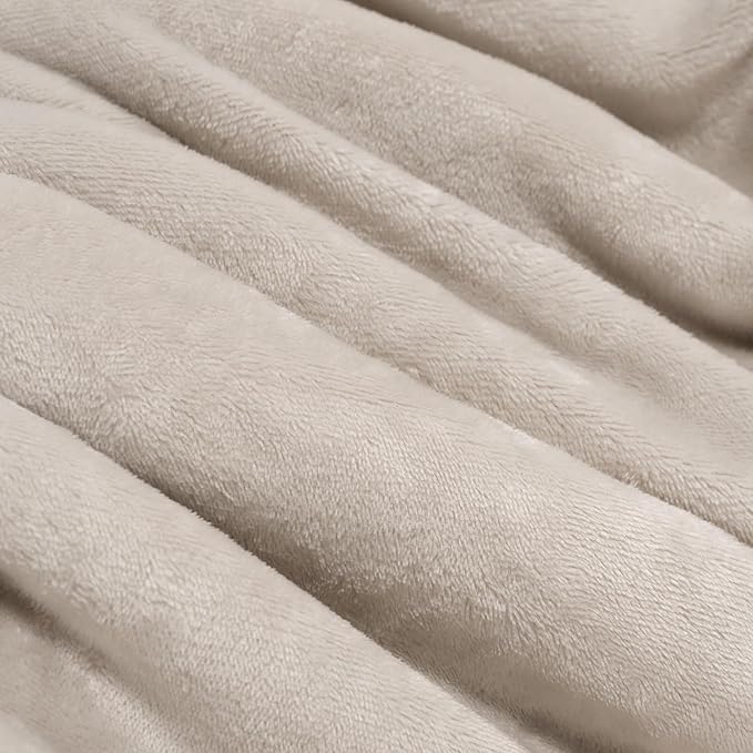 BEAUTEX Sherpa Beige Cream Fleece Throw Blankets, Soft Fluffy Flannel Plush Blanket and Throw, Fuzzy Cozy Cuddle Blankets for Couch Bed Sofa Adults (50" x 60")