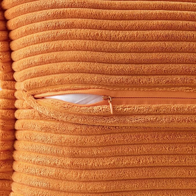 MIULEE Burnt Orange Decorative Lumbar Throw Pillow Covers for Couch Bed Livingroom 12x20 Inch Set of 2 Boho Accent Throw Pllows Broadside Striped Patchwork Soft Corduroy Pillowcases
