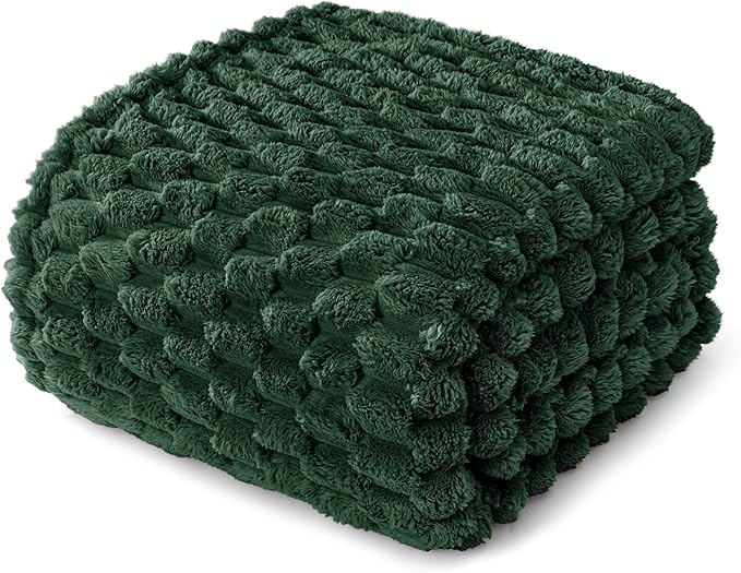 Whale Flotilla Throw Blanket for Couch with Jacquard Pattern, Fuzzy Soft Cozy Exquisite Blankets for All Season, Warm and Fluffy, 50x60 Inch, Emerald Green
