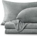 BEDELITE Flannel Sheets Twin Size Grey - Super Soft Fleece Sheets Set Fluffy Extra Plush, 3 Piece(Include Fitted Sheet, Flat Sheet, 1 Pillowcase)