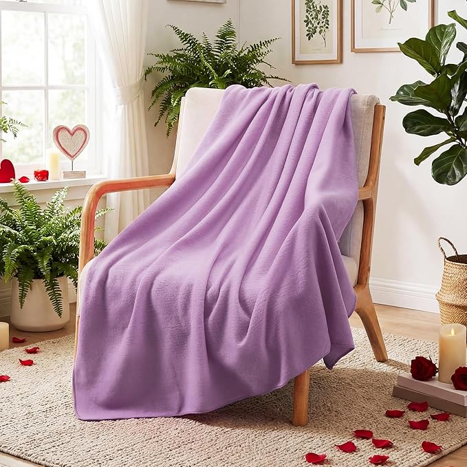 Shimeyao 24 Packs Fleece Throw Blanket Soft Warm Lightweight Fleece Blanket Cozy Throw Bulk for Home Bed Couch Sofa Office Wedding Gifts Suitable for Seasons, 50 x 60 Inches(Lavender Purple)
