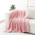 Light Pink Fleece Throw Blanket 50”×60” for Couch Sofa Bed,Super Soft Cozy Plush Microfiber Flannel Blanket with 3D Checkered Design Lightweight for Adults,Woman,Girls