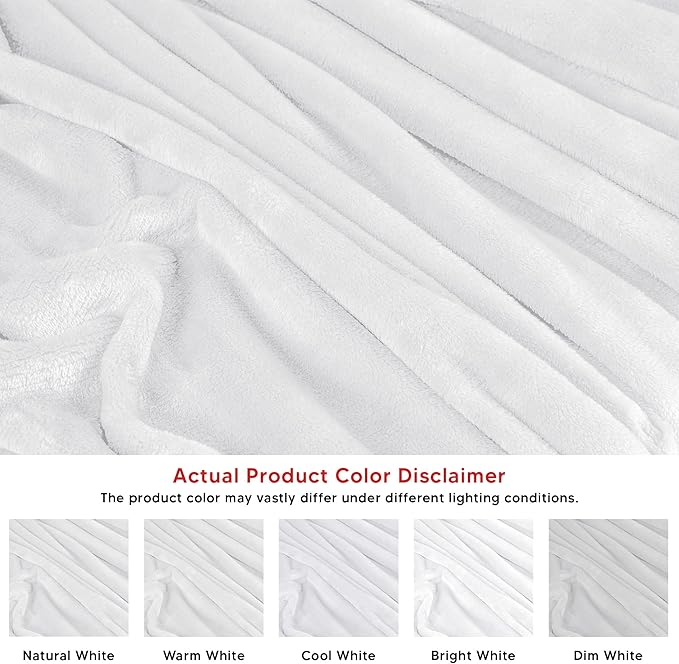 Utopia Bedding White Fleece Blanket California King Size Lightweight Fuzzy Soft Anti-Static Microfiber Bed Blanket (102x96 Inch)