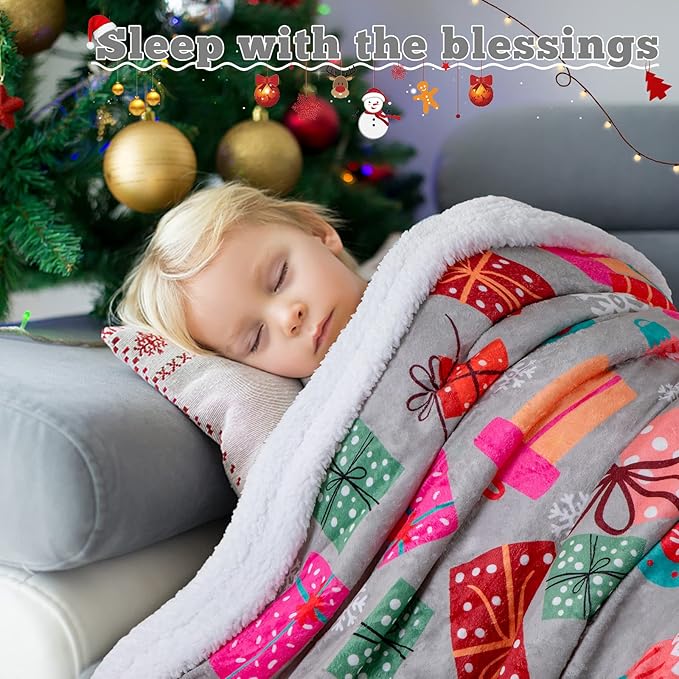 LBRO2M Sherpa Fleece Bed Blanket Twin Size,Christmas Super Soft Fuzzy Plush Warm Cozy Fluffy Microfiber Couch Throw Velvet Double Reversible Luxurious Blankets