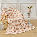 FY FIBER HOUSE Heart Flannel Throw Blanket Soft Cozy Blankets for Lover Gifts All Season Use, 60x80 Inches, Khaki