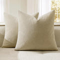 MIULEE Ivory Couch Pillow Covers 18x18 Inch, Set of 2 Soft Chenille Decorative Square Throw Pillow Covers Farmhouse for Sofa Living Room Bed