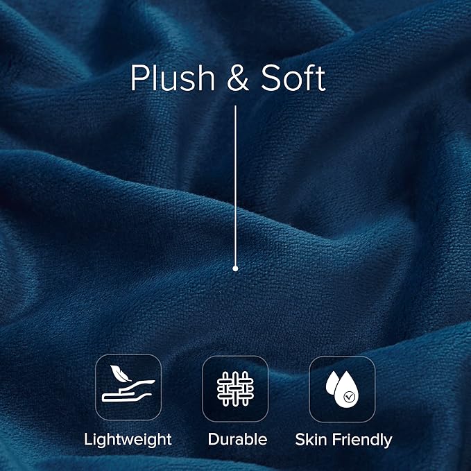 Casual Living King/Cali King Fleece Blanket Fluffy Soft Warm Cozy Bed Blankets for Bedroom Decor Plush Thick Fuzzy Oversized Big Flannel Throw for Bed Chair or Outdoor, 108-inch x 90-inch, Navy Blue