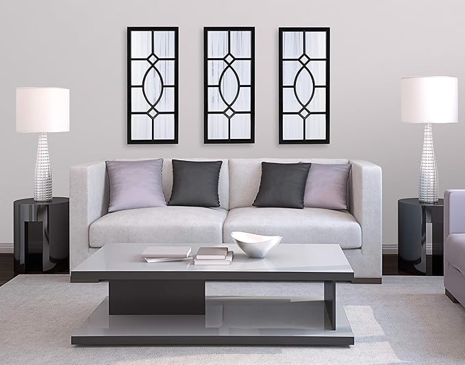 Kate and Laurel Cassat Modern Casual Window Wall Accent Mirror, Black
