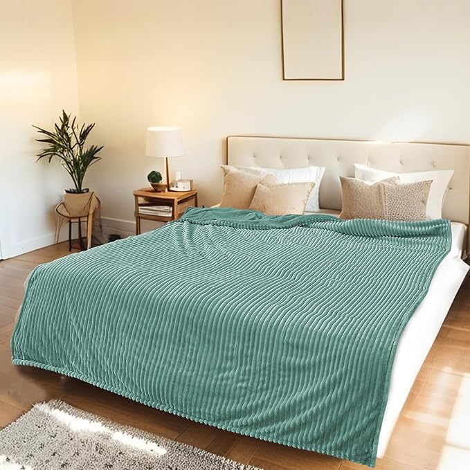 Electric Heated Blanket 50"x60" Throw Size with Cozy Flannel, 6 Heat Settings & 3 Hours Auto Off, Soft & Cozy Warming Throw for Home, Office, or Bed, Machine Washable, Bean Green