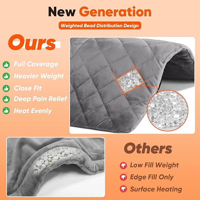OCTROT Weighted Heating Pad for Neck Shoulders and Back, for Mom Wife Grandma, Birthday Gifts for Women Men Dad, Instant Electric Heated Blanket with 9 Heat Options 4 Auto-Off Timer, Grey