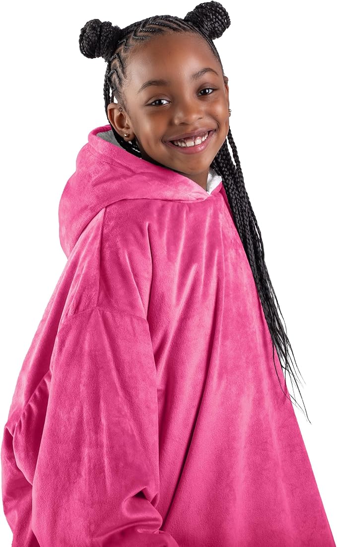Bare Home Wearable Blanket Hoodie - Soft Plush Sherpa - Warm and Cozy - Oversized Wearable Blanket - Adult & Kid Sizes
