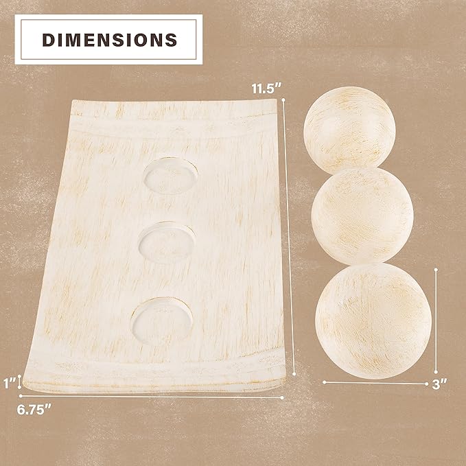 Creative Scents Rustic Luxe Home Decor Bundle includes a Decorative Tray with 3 Orbs and Vase Set of 3 – Centerpiece Table Decorations for your Coffee Table Decor - Modern Farmhouse Decor