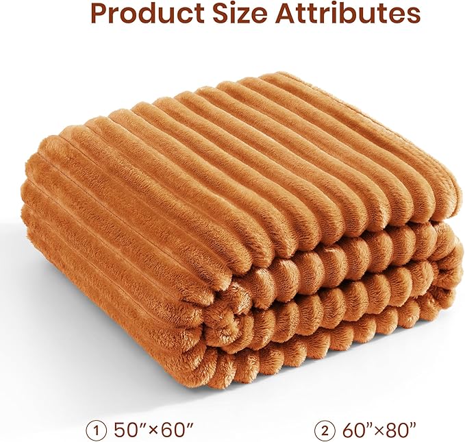 Monbix Yellow-Brown Fleece Throw Blanket for Couch- Room Decor Soft Cozy Blankets for Women, Lightweight Fuzzy Fleece Flannel Bed Blanket Suitable for All Seasons(60"×80",Yellow-Brown)
