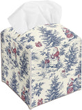 Watercolor Blue Chinoiserie Tissue Box Cover, Christmas Santa Claus Tissue Box Cover Square, Xmas Gift Ideas for Family Friends, Bathroom Kitchen Car Office Home Table Decor(5.2 Inches)-B18