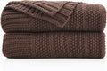 Douceur Brown Throw Blanket for Couch, Soft Cozy Lightweight Stripe Pattern Knitted Throw Blanket for Sofa, Living Room Gift, 50"X60"