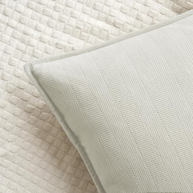 MIULEE Pack of 2 Cream White Decorative Pillow Covers 18x18 Inch Soft Chenille Luxurious Couch Throw Pillows Farmhouse Cushion Covers with Elegant Design for Sofa Bedroom Living Room Spring Decor