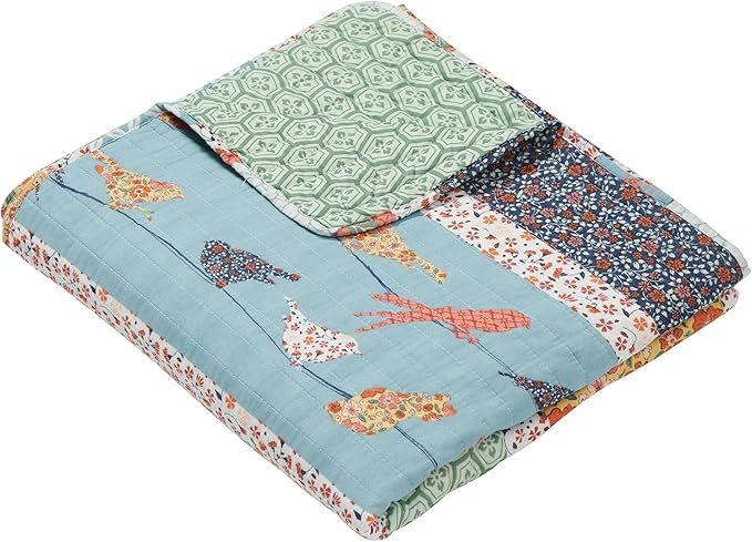 Greenland Home Fashions Carlie Modern Floral Quilt, Tapestry & Throw Blanket, 50 x 60 inches, Calico Stripes