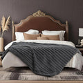 Amélie Home Faux Fur Throw Blanket for Couch, Ultra Cozy Fuzzy Fluffy Fur Luxurious Soft Striped Plush Gift Blankets for Family Sofa Chair Bedroom, 60"x80", Cationic Wolf Gray