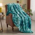 NEWCOSPLAY Super Soft Faux Fur Throw Blanket for Couch Tie-dye Light Teal Sherpa Fuzzy Plush Warm Blanket for Sofa Bed (Tie-dye Light Teal, Throw(40"x50"))