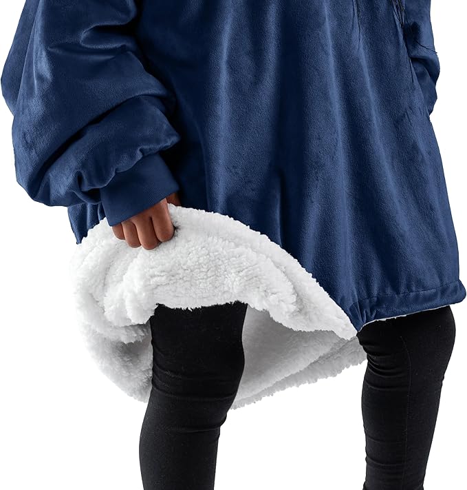 Bare Home Wearable Blanket Hoodie - Soft Plush Sherpa - Warm and Cozy - Oversized Wearable Blanket - Adult & Kid Sizes