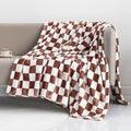 LOMAO Throw Blankets Flannel Blanket with Checkerboard Grid Pattern Soft Throw Blanket for Couch, Bed, Sofa Luxurious Warm and Cozy for All Seasons (Coffee, 40"x60")