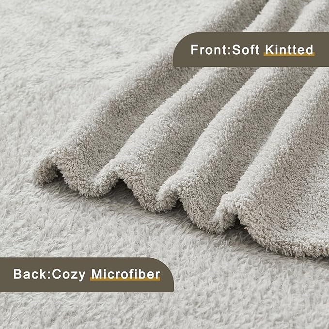 EMME Fluffy Soft Blanket Queen Size - 80"*90" Grey Soft Fluffy Warm Bed Blankets Bed, Camping, Picnic, Travel Lightweight Blanket