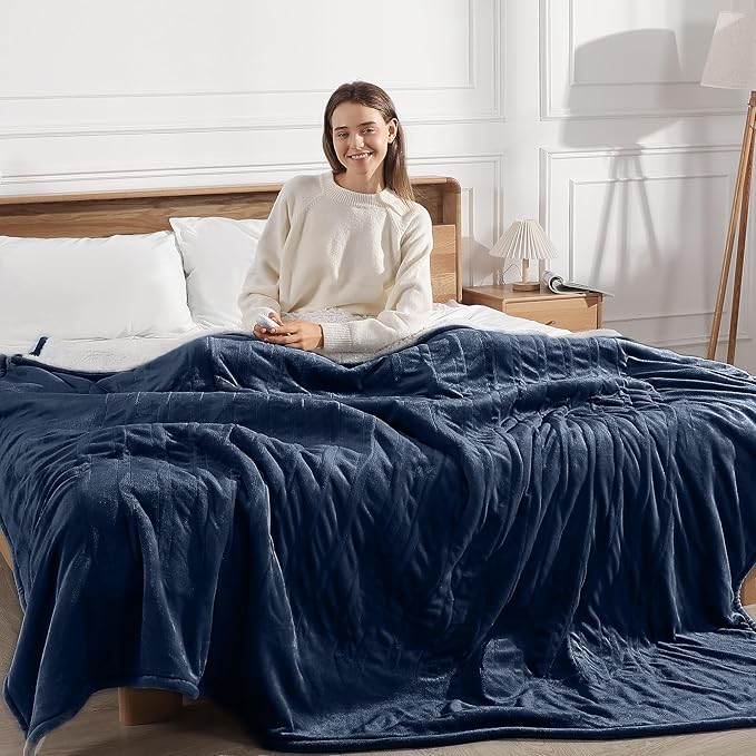 Electric Blanket Queen Size Heated Blanket 90''X84'' - Fleece Heating Blankets Washable with 5 Heating Level & 10 Hour Auto Off Dual Zone Control Heated Blankets for Winter, Great Gift Ideas