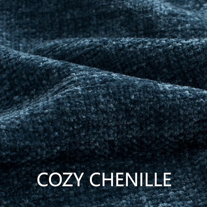 Chenille Throw Blanket for Couch 60"X 80" Twin, Soft Cozy Throws with Fringe Tassel for Bed Sofa Chair Cover, Lightweight Knitted Decorative Boho Blankets for Living Room, Navy Blue