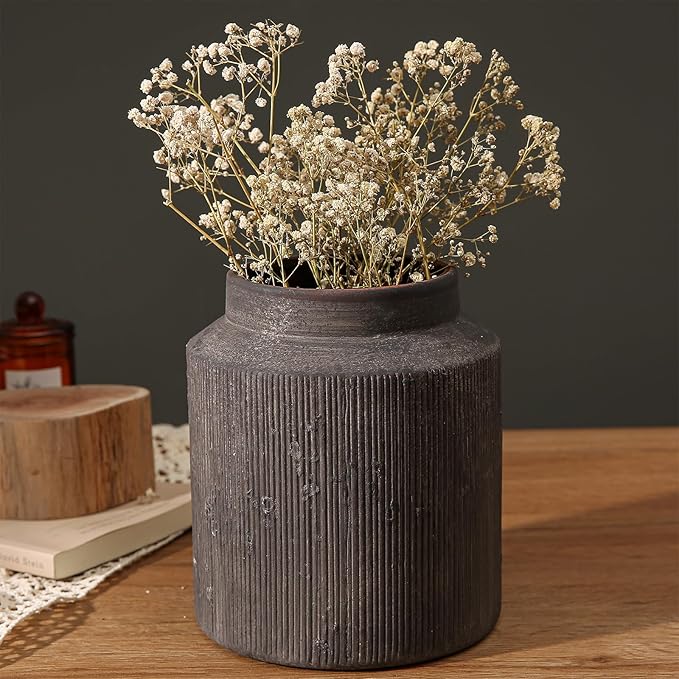 Rustic Vases for Home Decor. Ceramic Vase for Dining Table Decor. Terracotta Decorative Vase 6.1IN. ZSHLXM