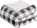 Elegant Comfort Luxury Ultra-Plush Velvet Touch Buffalo Plaid Fleece Throw - Soft, Warm, Cozy Micromink Sherpa-Backing Reversible Blanket for Bed, Sofa and Couch, Buffalo Gray