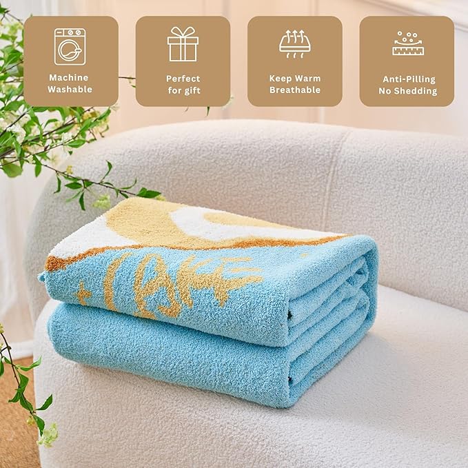 YIRUIO Swiss Roll Pattern Plush Blanket & Pillowcase Set,Ultra Soft Cozy Warm Thick Fuzzy Fluffy 50x60 Throw Blue with 18x18 Cushion Cover for Bed Sofa Couch Home Decor Gift