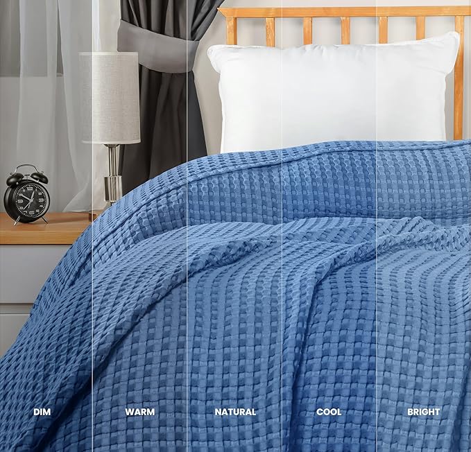 Utopia Bedding Wedgewood 100% Cotton Waffle Blanket 300 GSM [King - 90x108 Inch] Soft Lightweight Breathable Bed Blanket for All Season