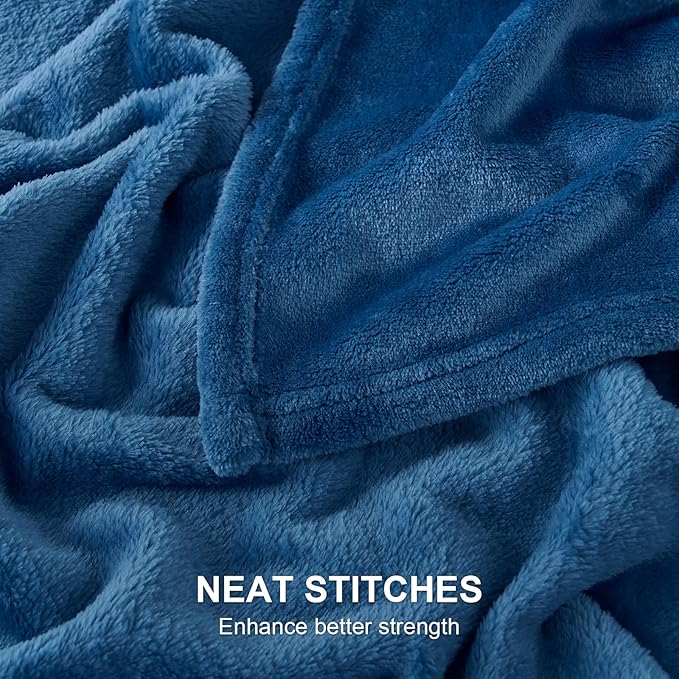 Hansleep Fleece Mineral Blue Throw XL Blanket, Super Soft Flannel Fuzzy Plush Cozy Blanket for All Seasons, Mineral Blue, Throw XL 50x70 Inches