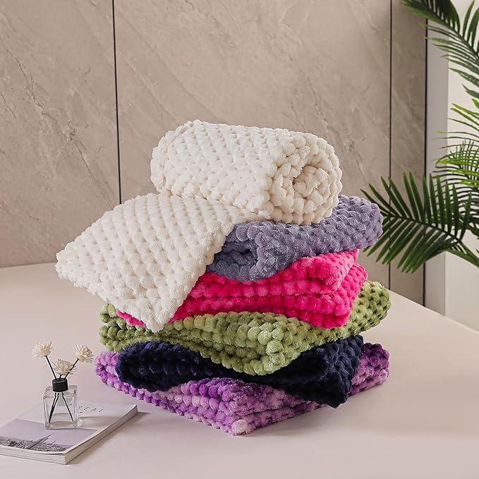 Exclusivo Mezcla Fleece Twin Blanket for Bed, Extra Large Fuzzy Grayish Purple Bed Blankets, Soft Cozy Plush Sofa Throws for All Seasons, 90x66 Inches