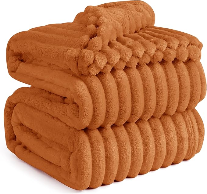 Bedsure GentleSoft Queen Blanket for Bed - Cozy Soft Fall Blankets for Women, Cute Large Fall Throws for Girls, Orange, 90x90 Inches