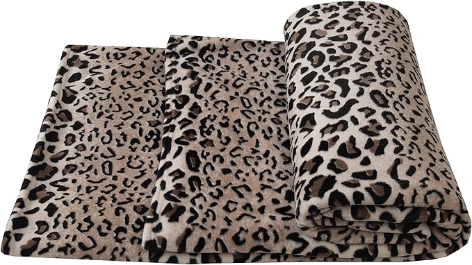 Elegant Comfort Luxury Velvety Feel Blanket, All-Season Lightweight Blanket, Ultra Plush, Soft, Cozy-Fuzzy Flannel Fleece for Couch, Sofa, Bed, Travel, Animal Print Design, Full/Queen, Leopard