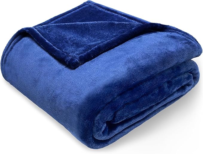 Lukeight Fleece Throw Blanket, Luxury Cozy Fuzzy Lightweight Soft Blankets for Sofa Couch Bed Car Travel and Camping (Navy, 50x60 Inches)