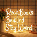 Neon Sign, Read Books Be Kind Stay Weird Neon Signs for Wall Decor Warm White LED Neon Light Up Signs Home Decor for Study Room Bookstore Bedroom Business Club Decoration USB Operated