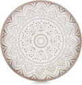 Hanobe Decorative Coffee Table Tray: Round Wood Trays for Boho Home Decor 12 Inch Rustic Farmhouse Centerpiece for Living Dining Room Ottoman Kitchen Counter Brown